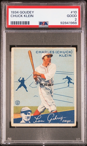 1934 Goudey Chuck Klein - PSA 2 Good